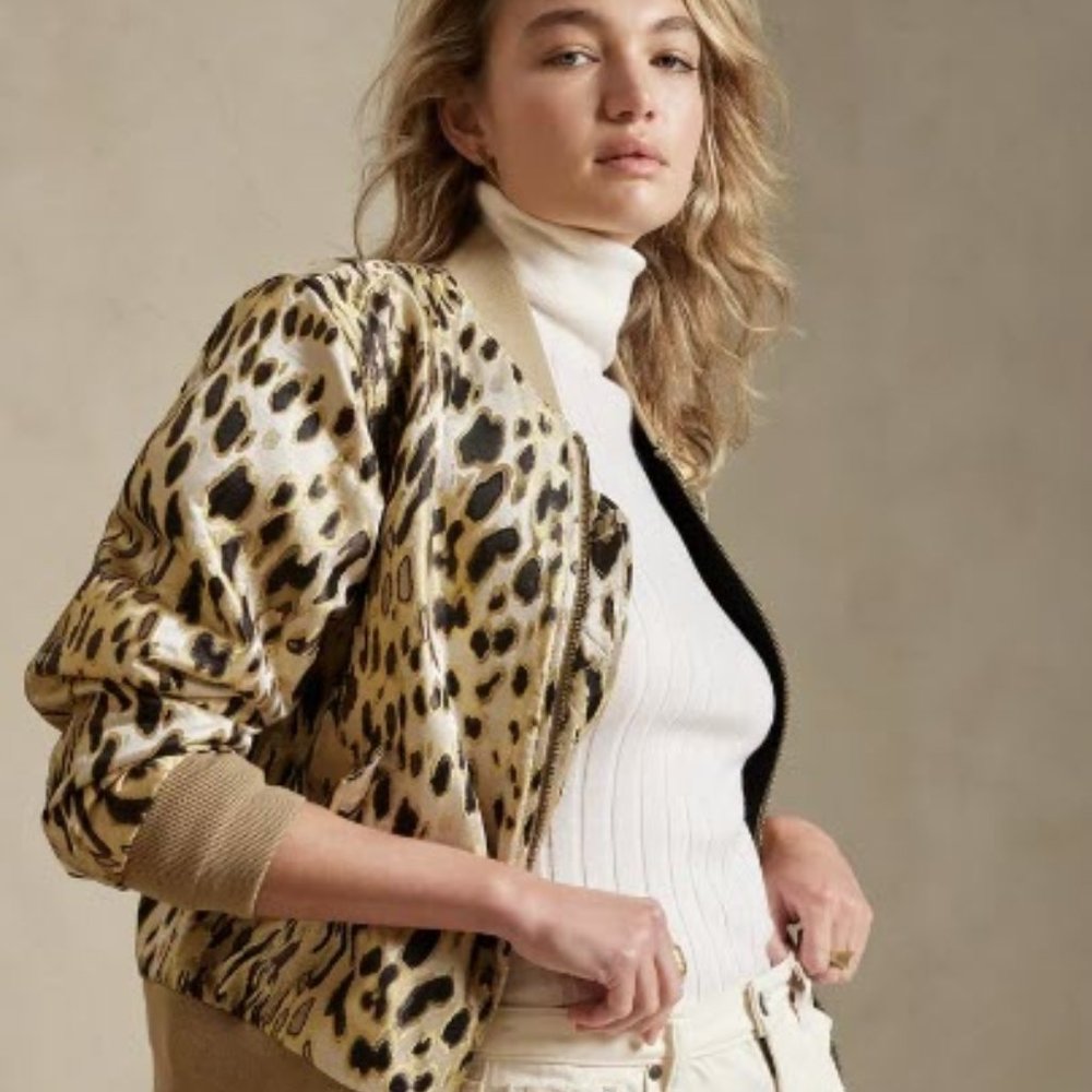 Banana Republic Leopard Bomber Jacket- L